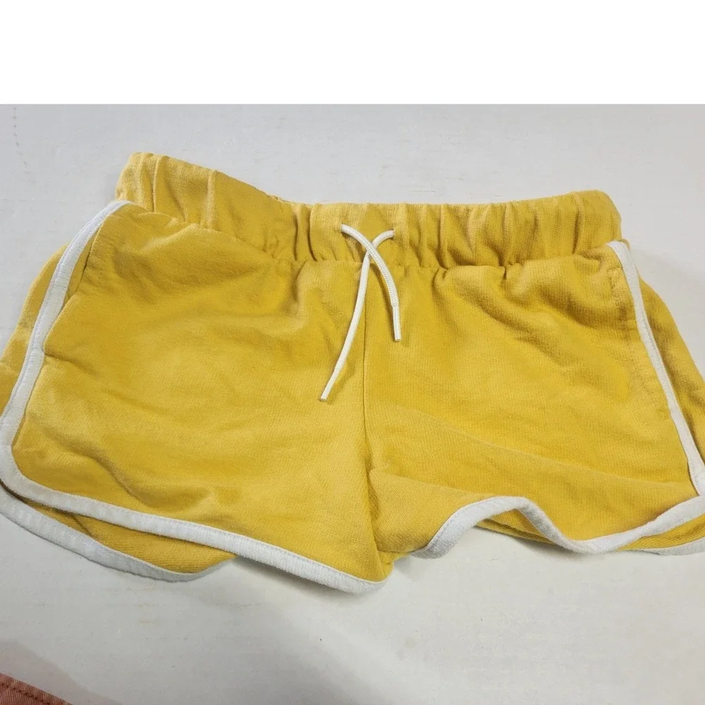 Old Navy Girls Yellow‎ Dolphin Shorts White Contrast Trim Size L 10-12 Retro